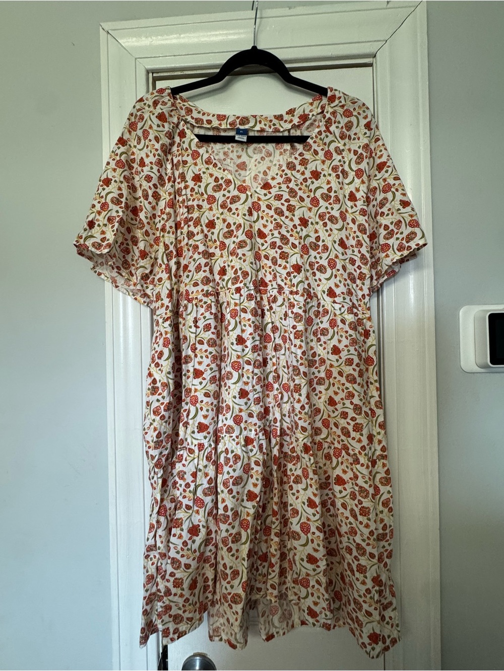 Old Navy Cream floral Mini Dress with Red & Green Floral Print